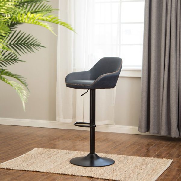 Thibodeaux Swivel Adjustable Height Bar Stool Deep Indigo (Set of 2) #1539HW on Sale - Image 2