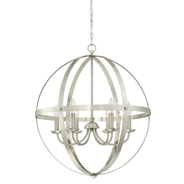Joon 6 - Light Candle Style Globe Chandelier Brushed Nickel #1572HW Online Sale - Image 3