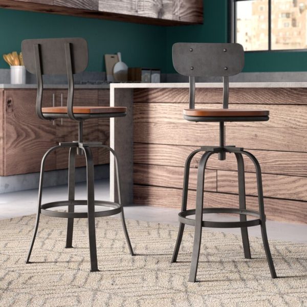 Garon Swivel Adjustable Height Bar Stool - Set of 2 (SB895) Discount