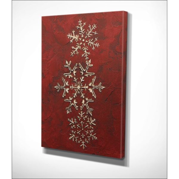 Snowflakes on Red I  Photographic Print on Wrapped Canvas #1449HW Cheap - Image 2
