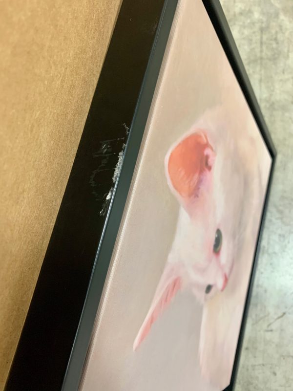 White Kitten  Framed Painting Print on Canvas AS IS For Cheap - Image 5