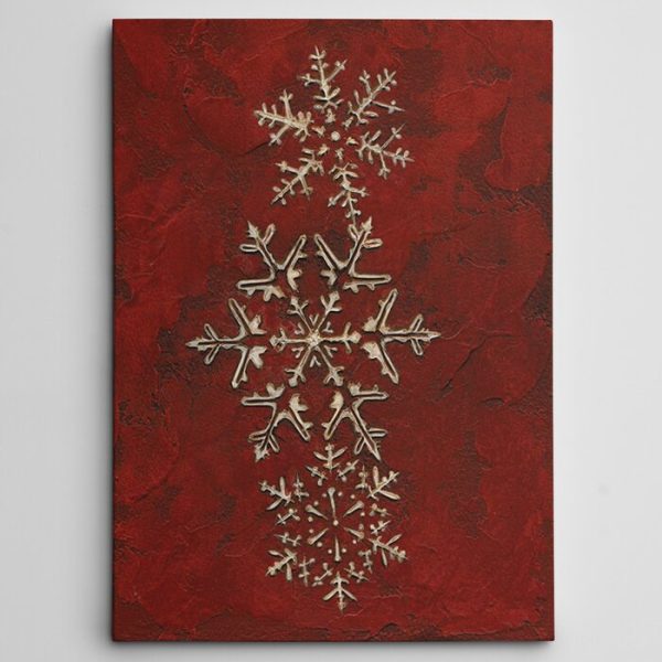 Snowflakes on Red I  Photographic Print on Wrapped Canvas #1449HW Cheap - Image 3
