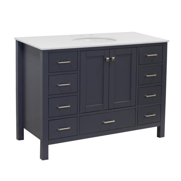 Horizon 48-inch Vanity with Quartz Top Charcoal Gray For Cheap - Image 3