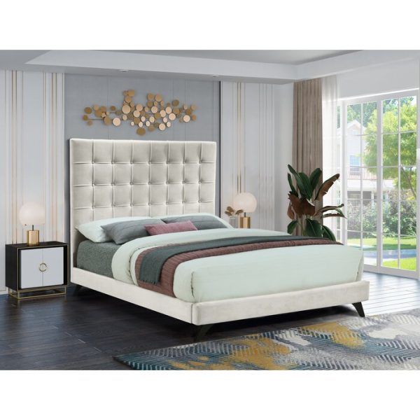 Aerianna Cream Tufted Upholstered King Size Headboard ONLY AS IS (SB917) For Cheap
