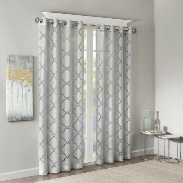 Breckenridge Geometric Sheer Grommet Single Curtain Panel 394DC Discount