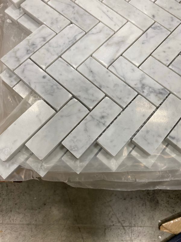 1  x 3  Marble Herringbone Mosaic Wall & Floor Tiles Carrara White(2771RR-10 boxes) on Sale - Image 5