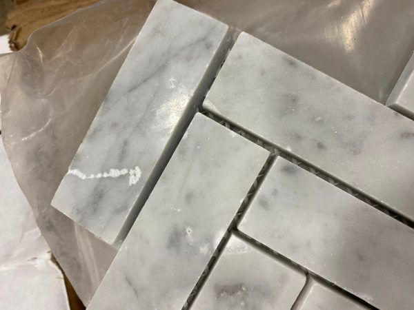 1  x 3  Marble Herringbone Mosaic Wall & Floor Tiles Carrara White(2771RR-10 boxes) on Sale - Image 3