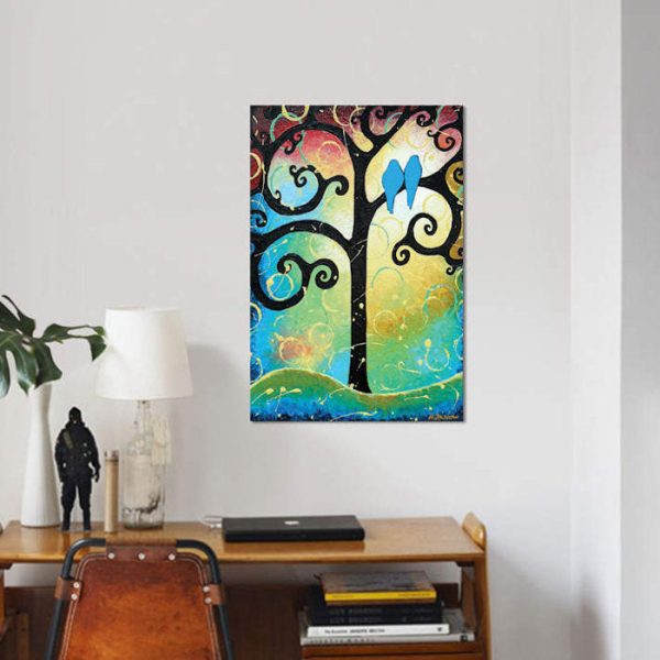 12  H x 8  W x 0.75  D Lovebirds Of Happiness II by Helen Janow Miqueo Gallery-Wrapped Canvas Giclée on Sale - Image 2