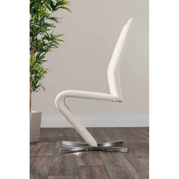 Faux Leather Chrome Legs Dining Chairs Z-Shaped Chrome Feet Modern Design (Set of 2) Supply